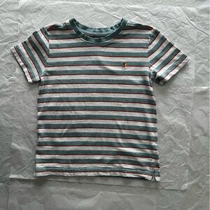 FatFace Striped Kids T-Shirt - Green and White EUC